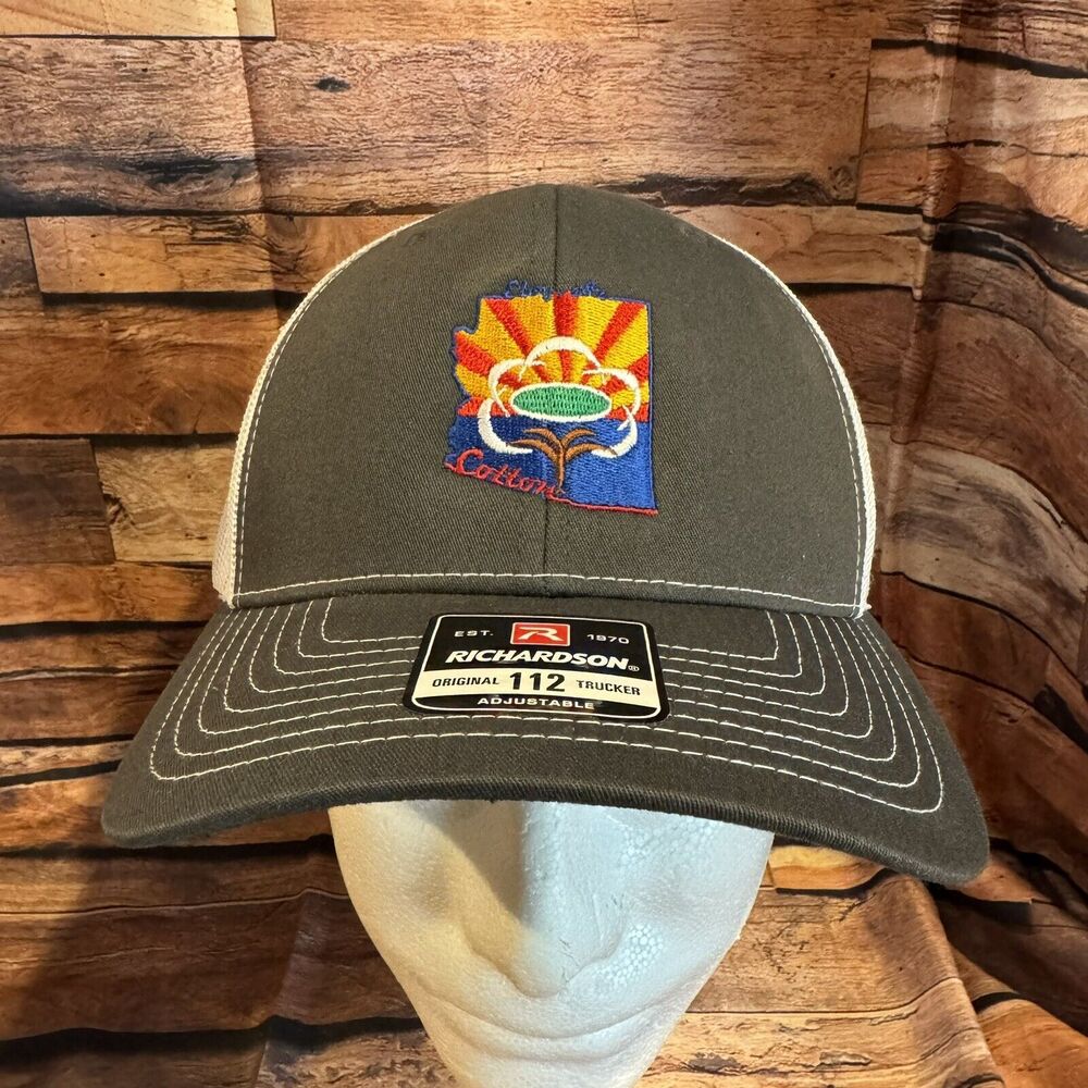 Arizona Cotton Boll Trucker Hat Adjustable Snapback Cap State Outline Flag Logo